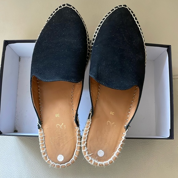 Leather Black Mule Espadrille Made in Spain 38 U.S 7.5 - Picture 1 of 7